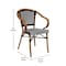 Flash Furniture Bordeaux French Bistro Stacking Chair w/Arms, Black and White PE Rattan and Bamboo Print Alum Frame SDA-ADS642142-BKWH-NAT-GG - alternate 3